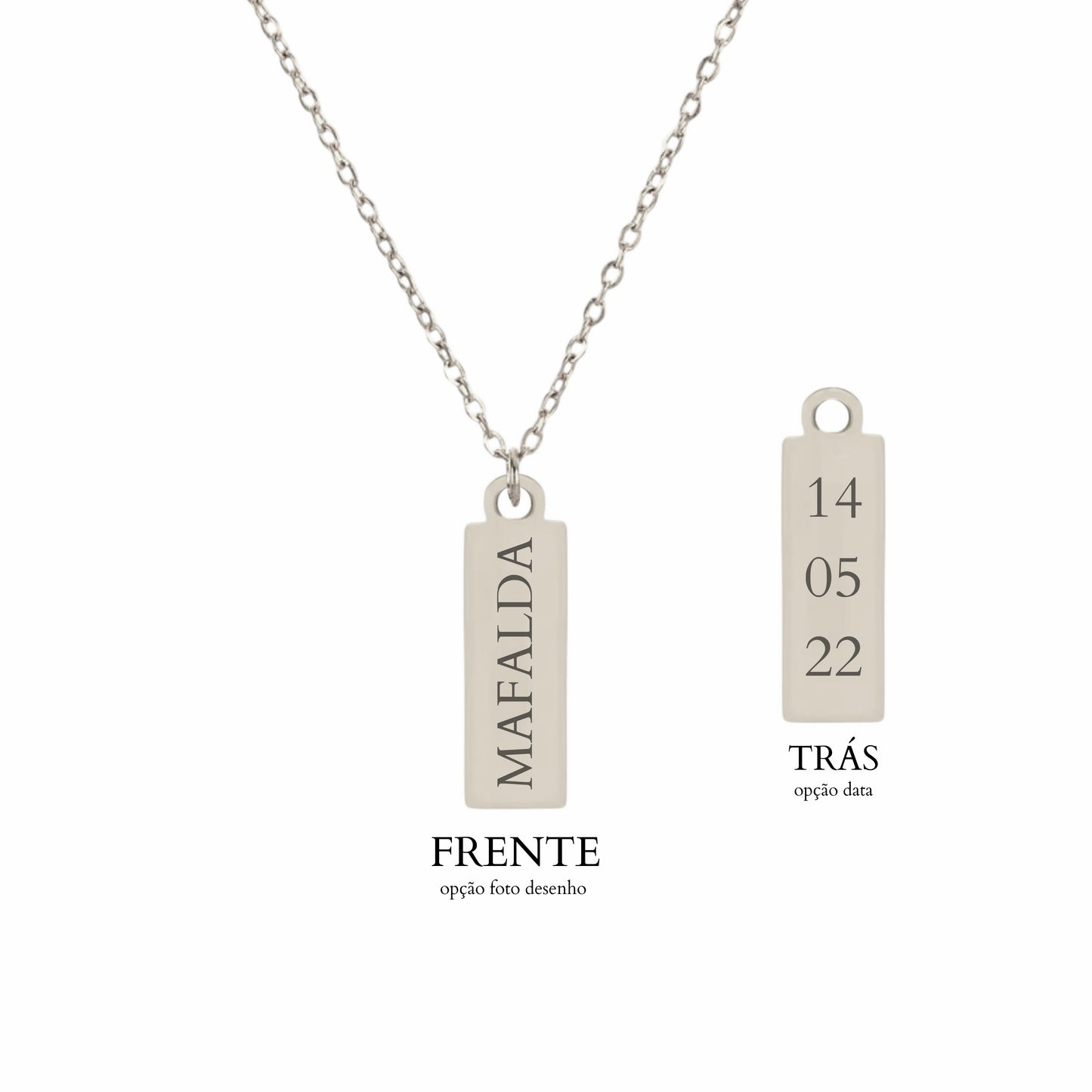 Colar Retangular Fino Personalizável