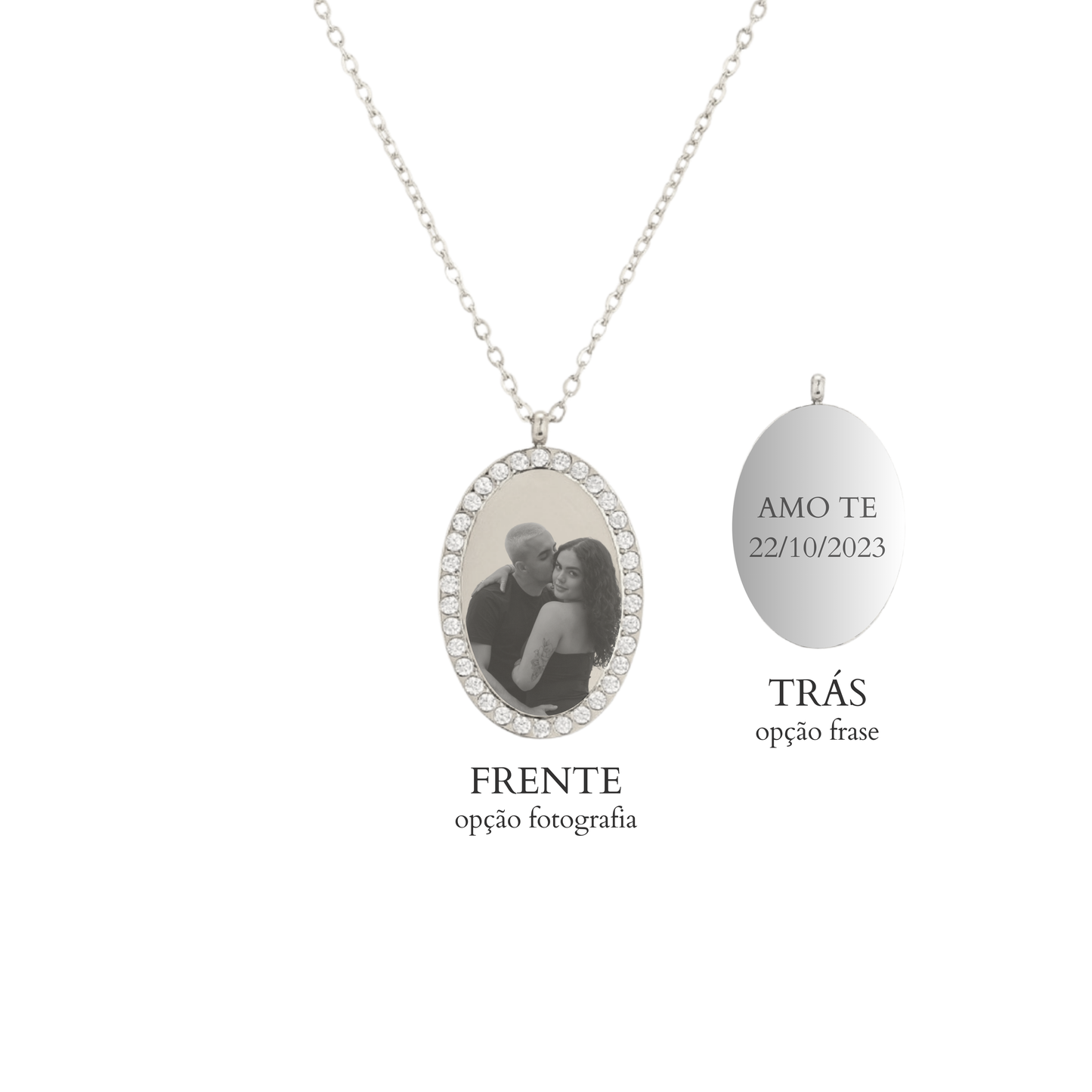 Colar Medalha Brilhantes Personalizável