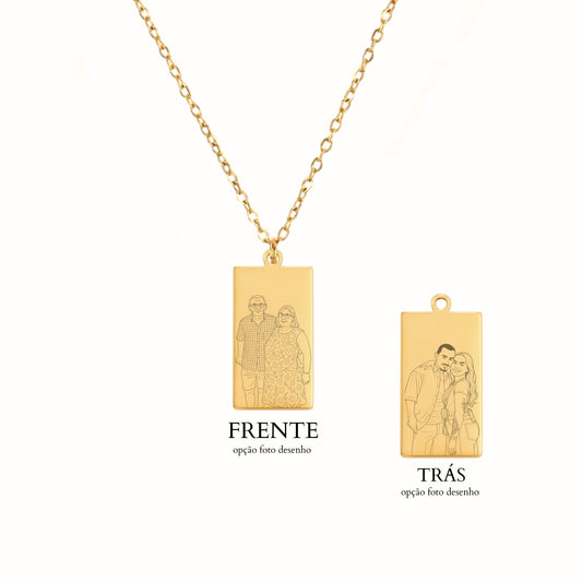 Colar Medalha Retangular Personalizável