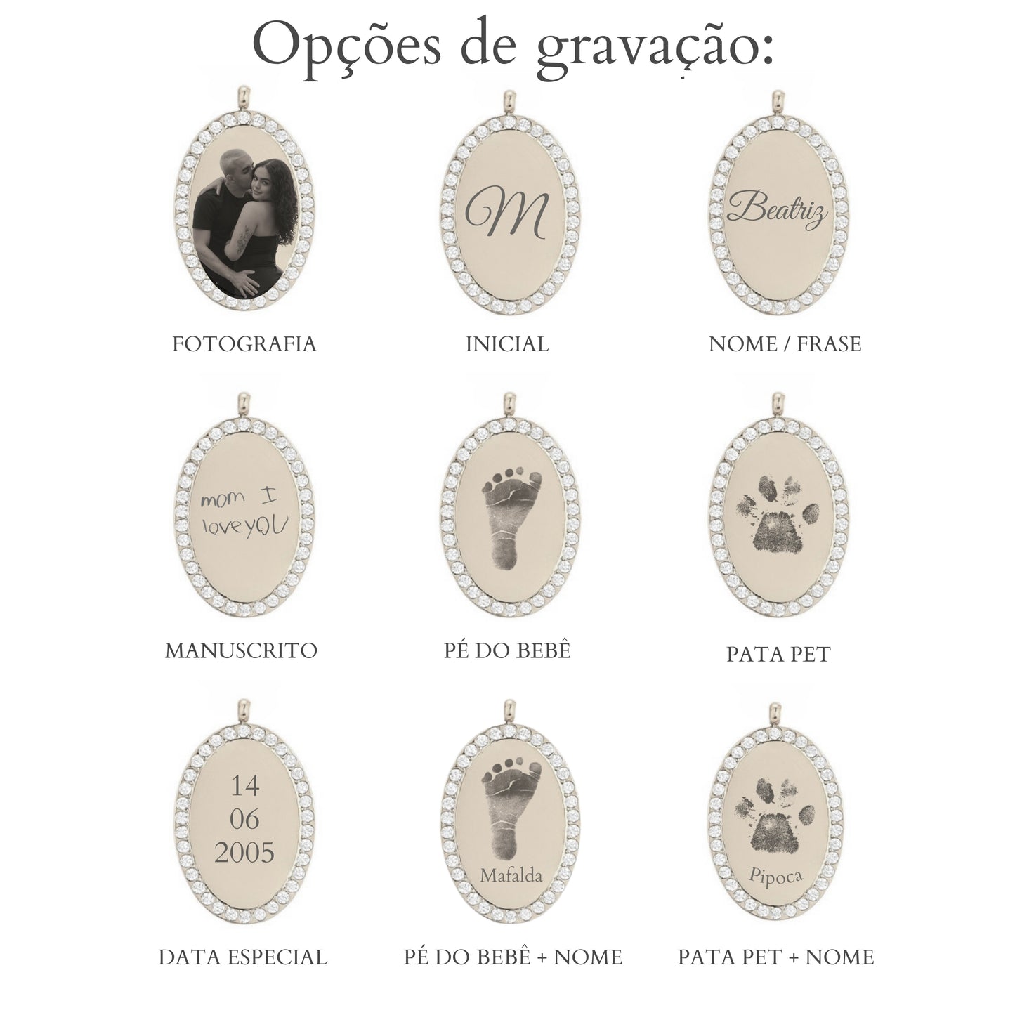Colar Medalha Brilhantes Personalizável